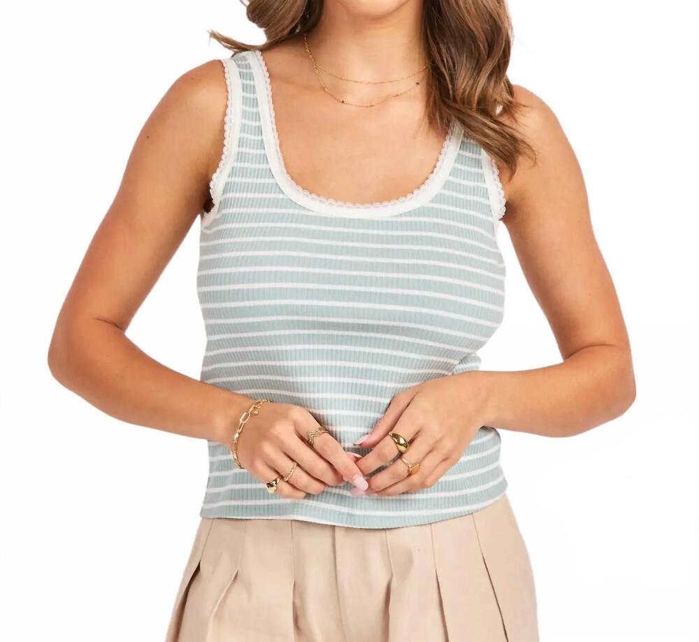 NEW SADIE & SAGE dejavu stripe tank in sage/ ivory